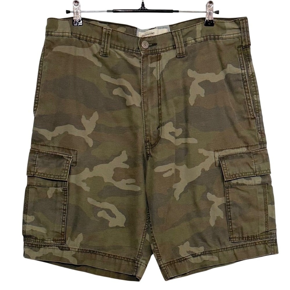 Levis Strauss Shorts Mens 36X11" Inseam Green Cargo Camo Honestly Made Utility